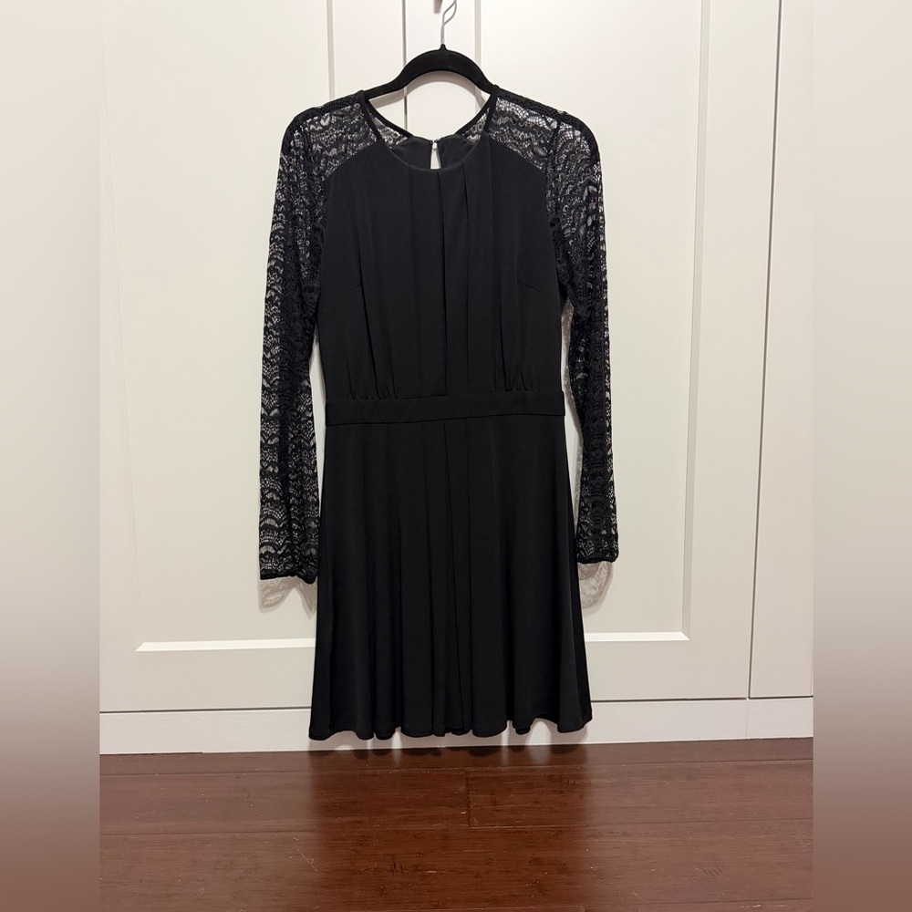 Elegant Black Lace Sleeve Dress